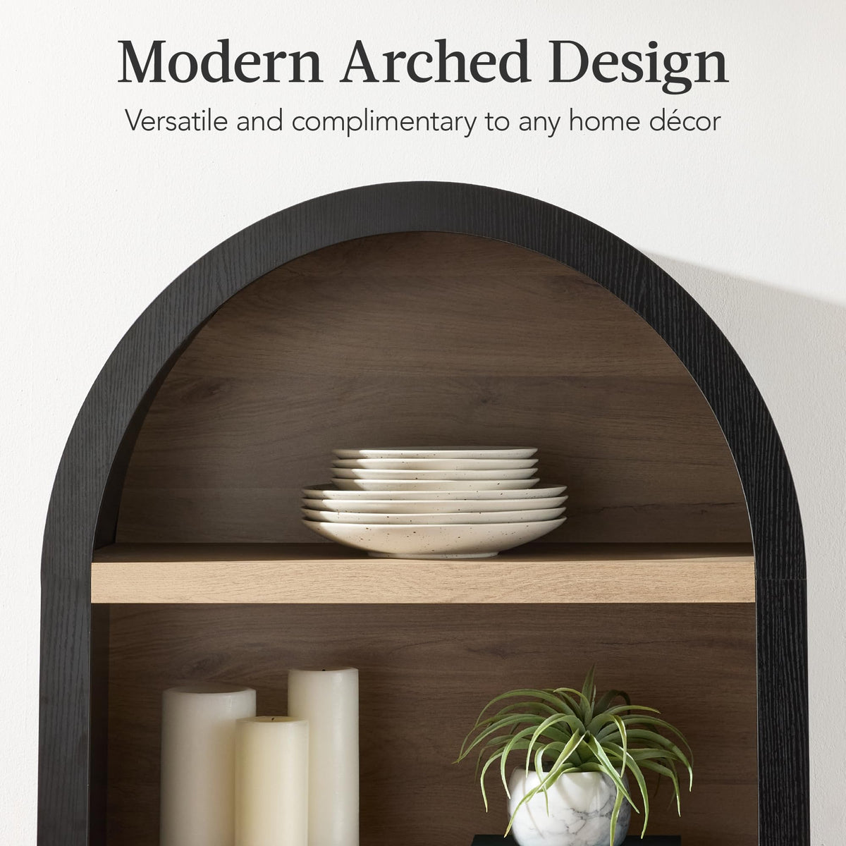72-Inch Tall Arched Pantry Cabinet with Adjustable Shelves
