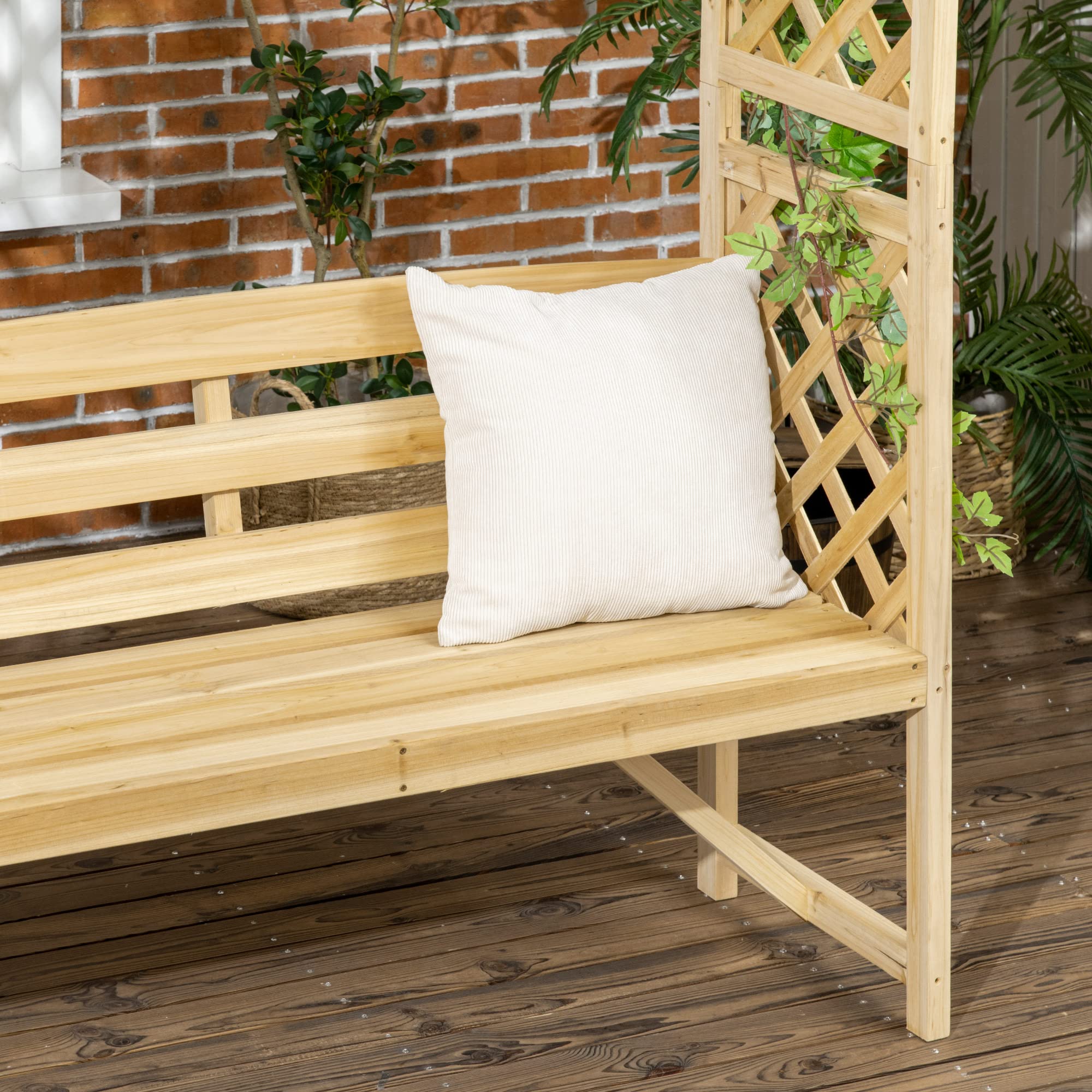 Patio Garden Bench Arbor with Pergola and Trellises