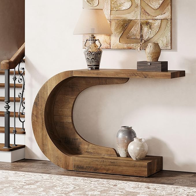 Mid-Century Modern C-Shaped Console Table