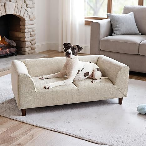 Elevated Dog Sofa with Backrest and Armrests