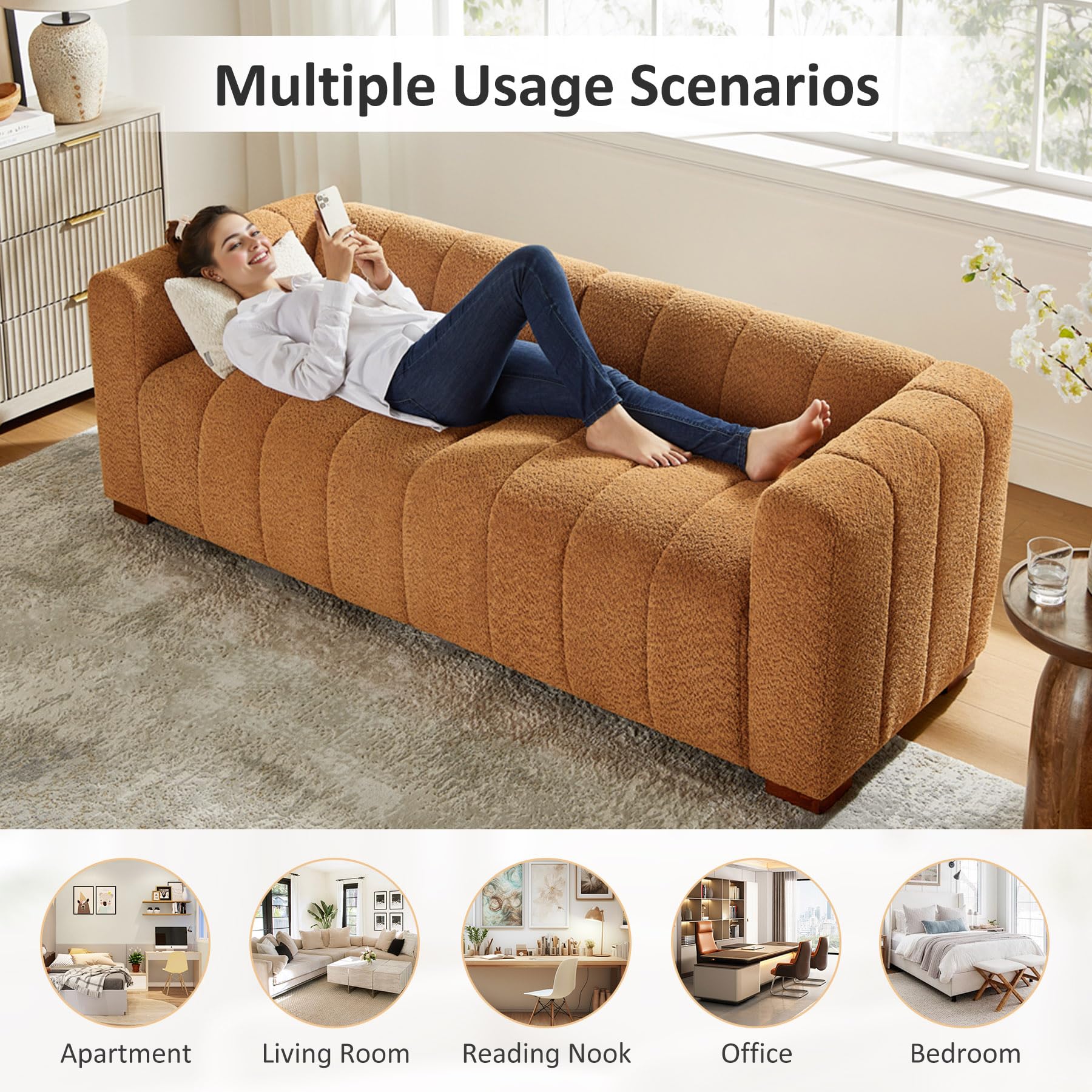 82.68" Oversized Boucle Cloud Sofa - 3 Seater