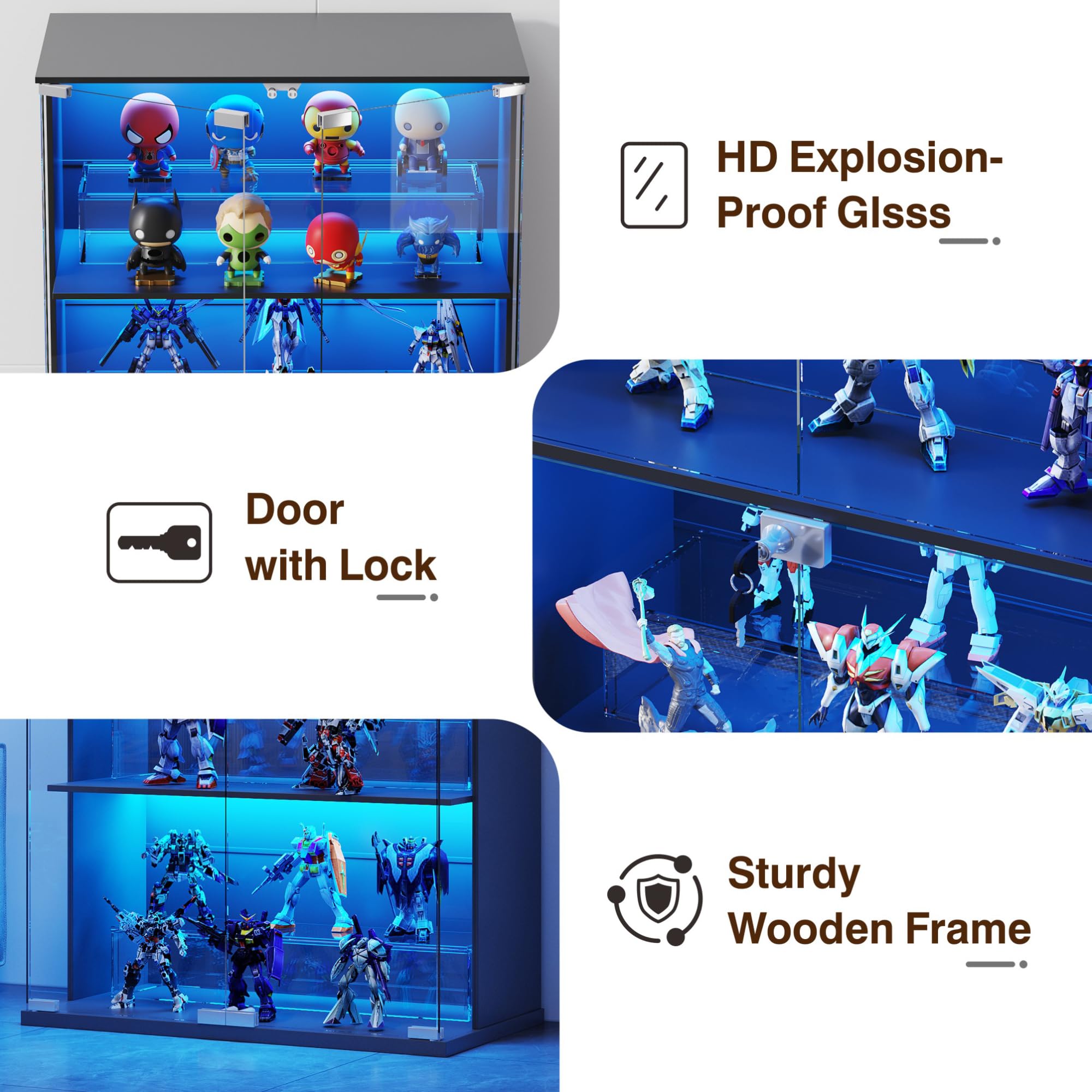 Display Cabinet with LED Lighting and Glass Doors
