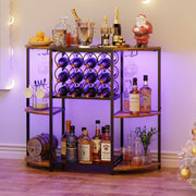 Wine Bar Cabinet with LED Lights and Glass Holder