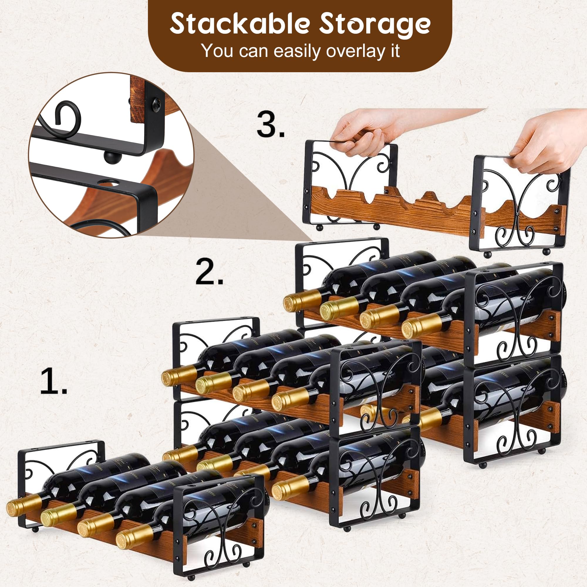 3-Tier Stackable Wine Rack