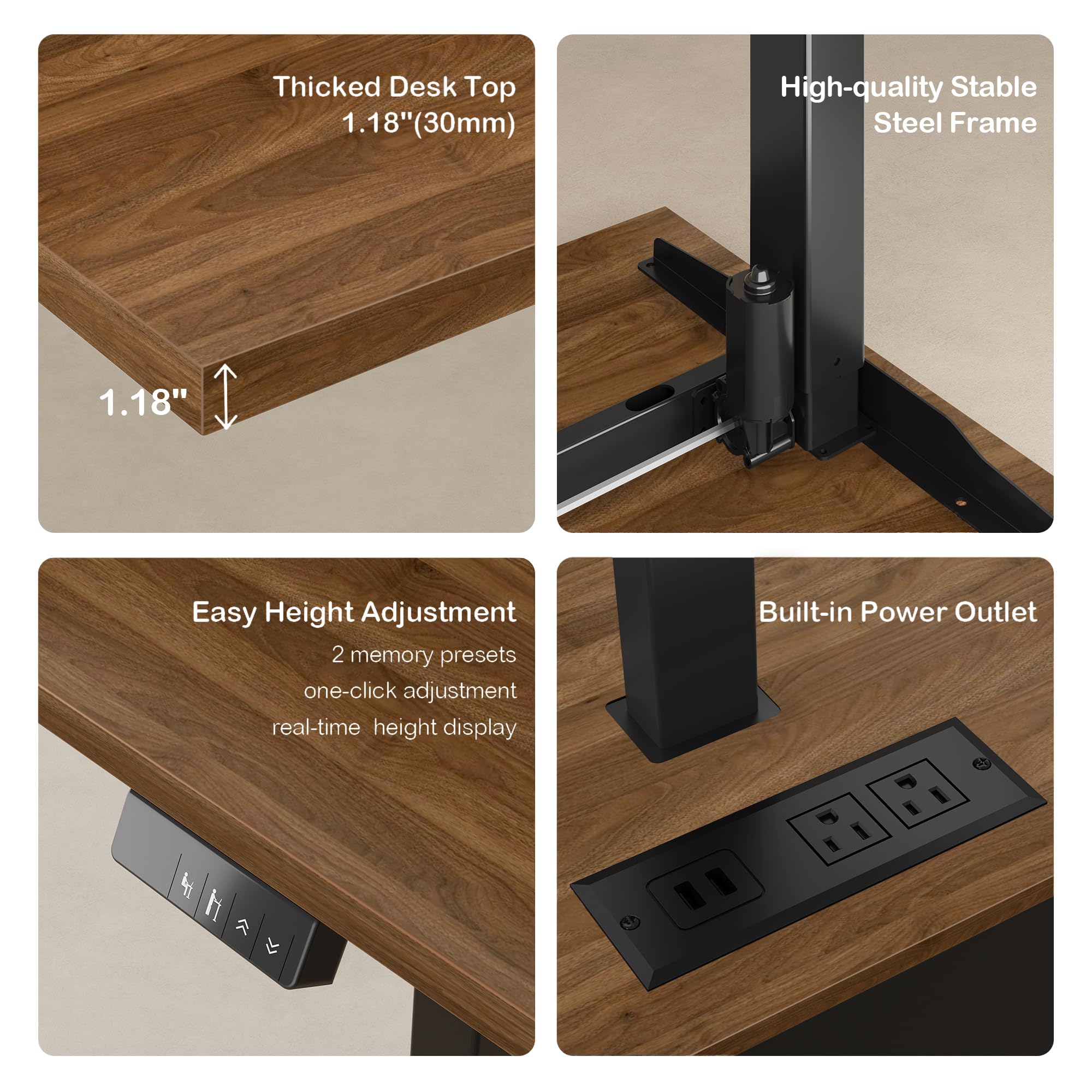 71" Electric Height Adjustable Standing Desk with Privacy Panel
