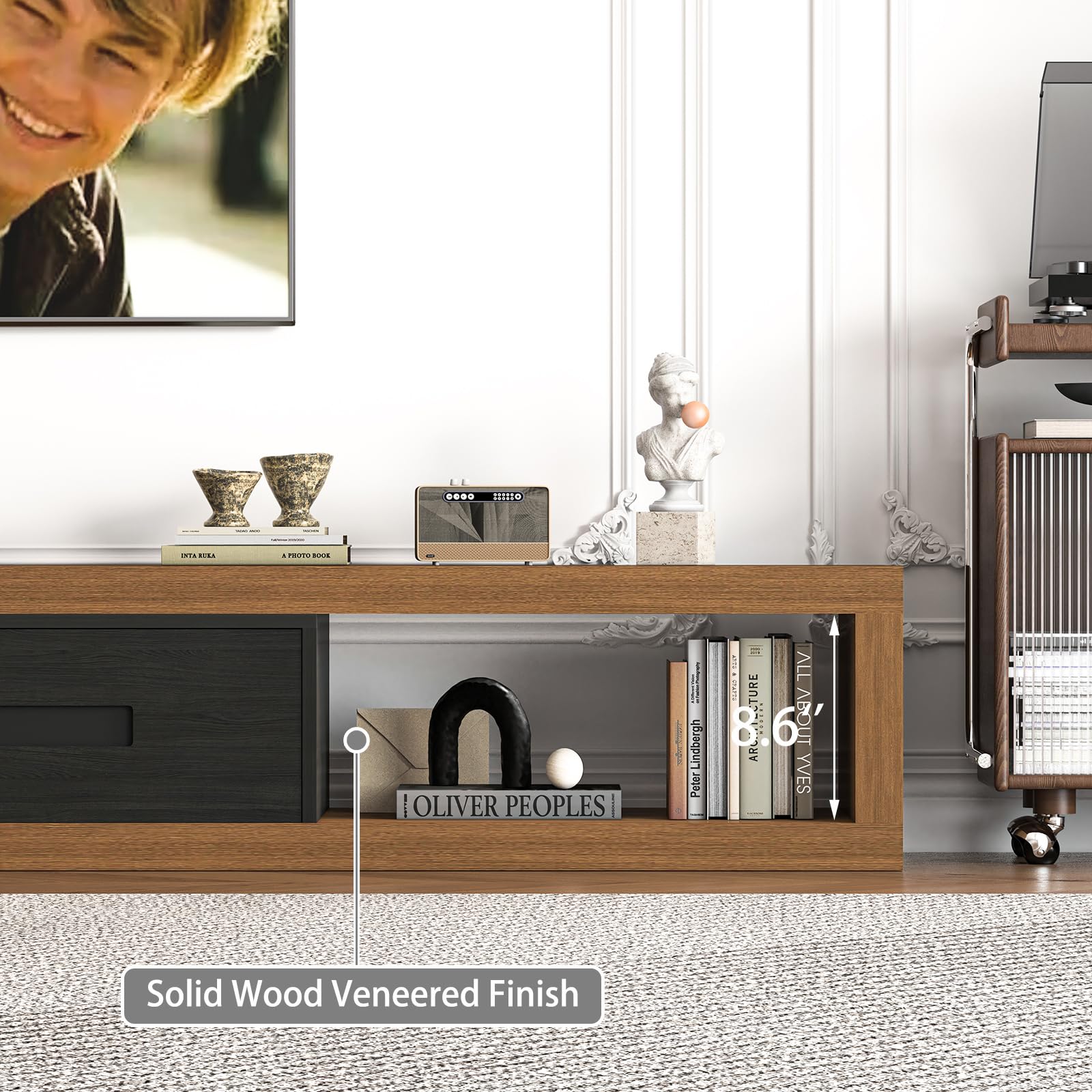 Extendable TV Stand with 2 Drawers and Storage