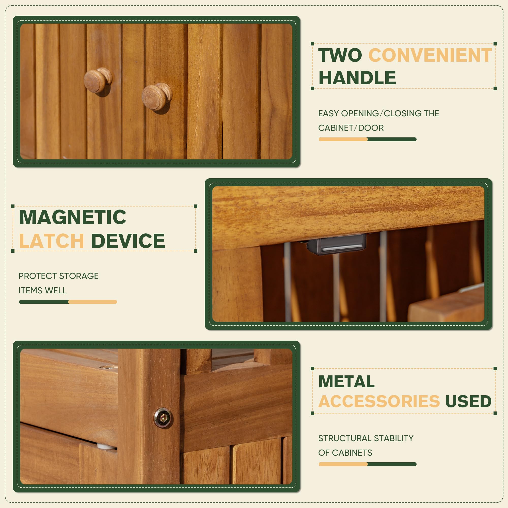 2-Tier Outdoor Storage Cabinet with Magnetic Doors