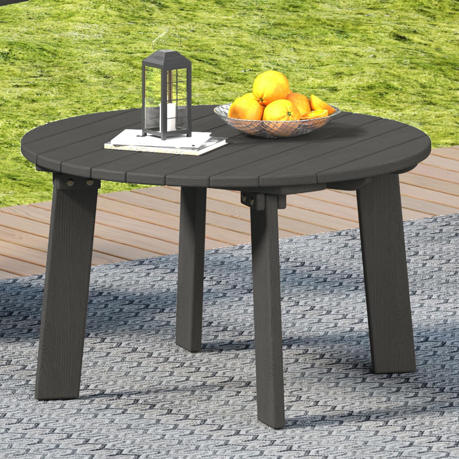 Round Outdoor Coffee Table Grey 31.5 Inch