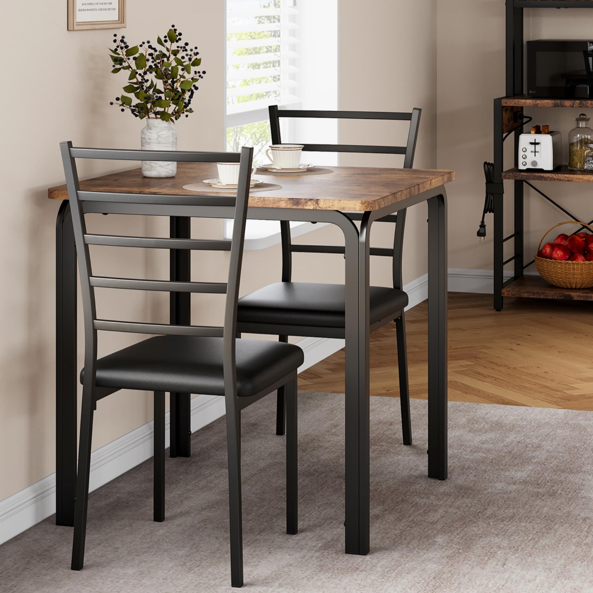 3-Piece Square Dining Table Set for 2