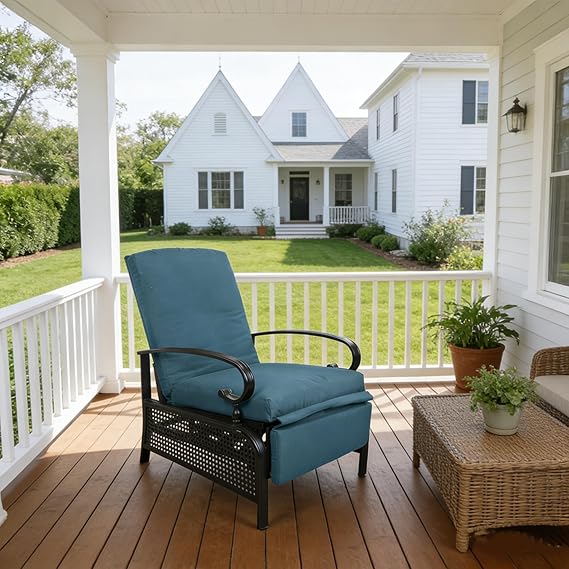 Adjustable Outdoor Reclining Lounge Chair with Cushioned Patio Chaise