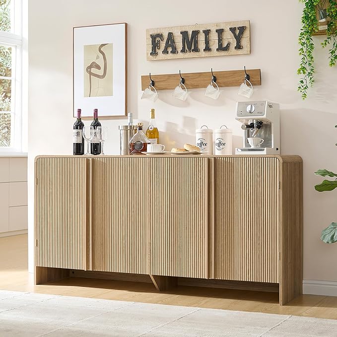 63" Fluted Sideboard Buffet Cabinet with Storage
