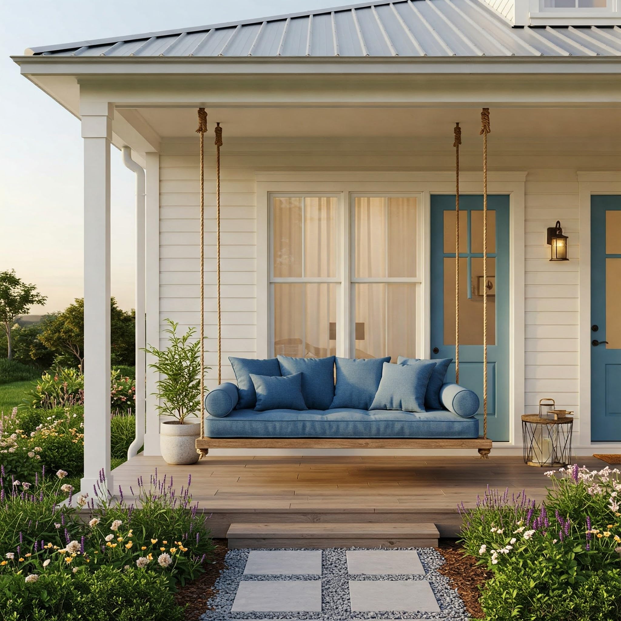 Sunbrella Outdoor Throw Pillows Set of 4 - Canvas Pacific Blue