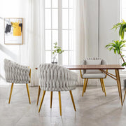 Woven Dining Chair with Gold Metal Legs
