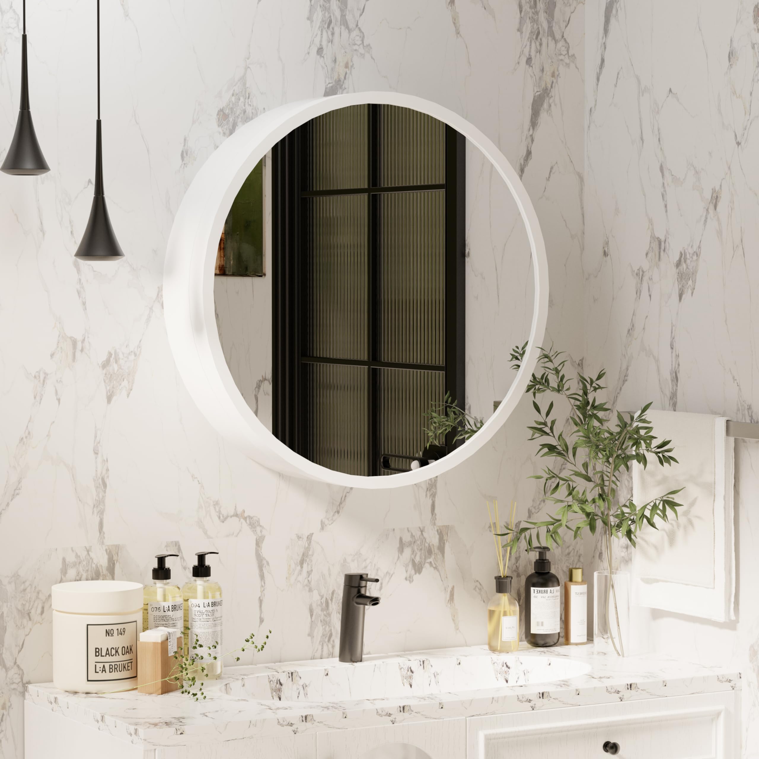 20 Inch Round Medicine Cabinet Mirror with Storage