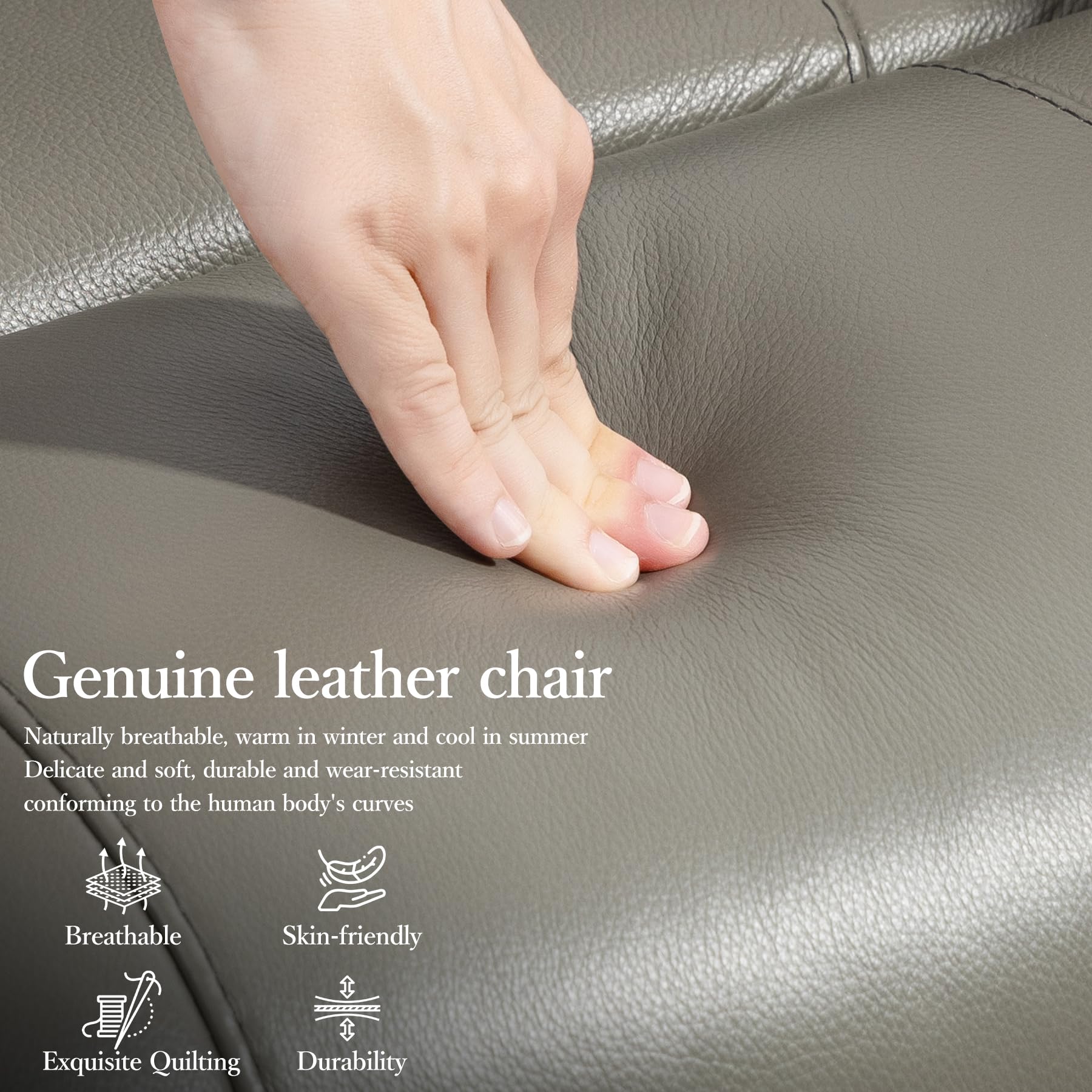 Genuine Leather Power Swivel Recliner with Wireless Charging