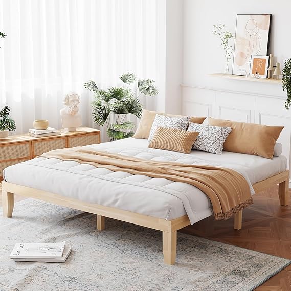 King Solid Wood Platform Bed Frame