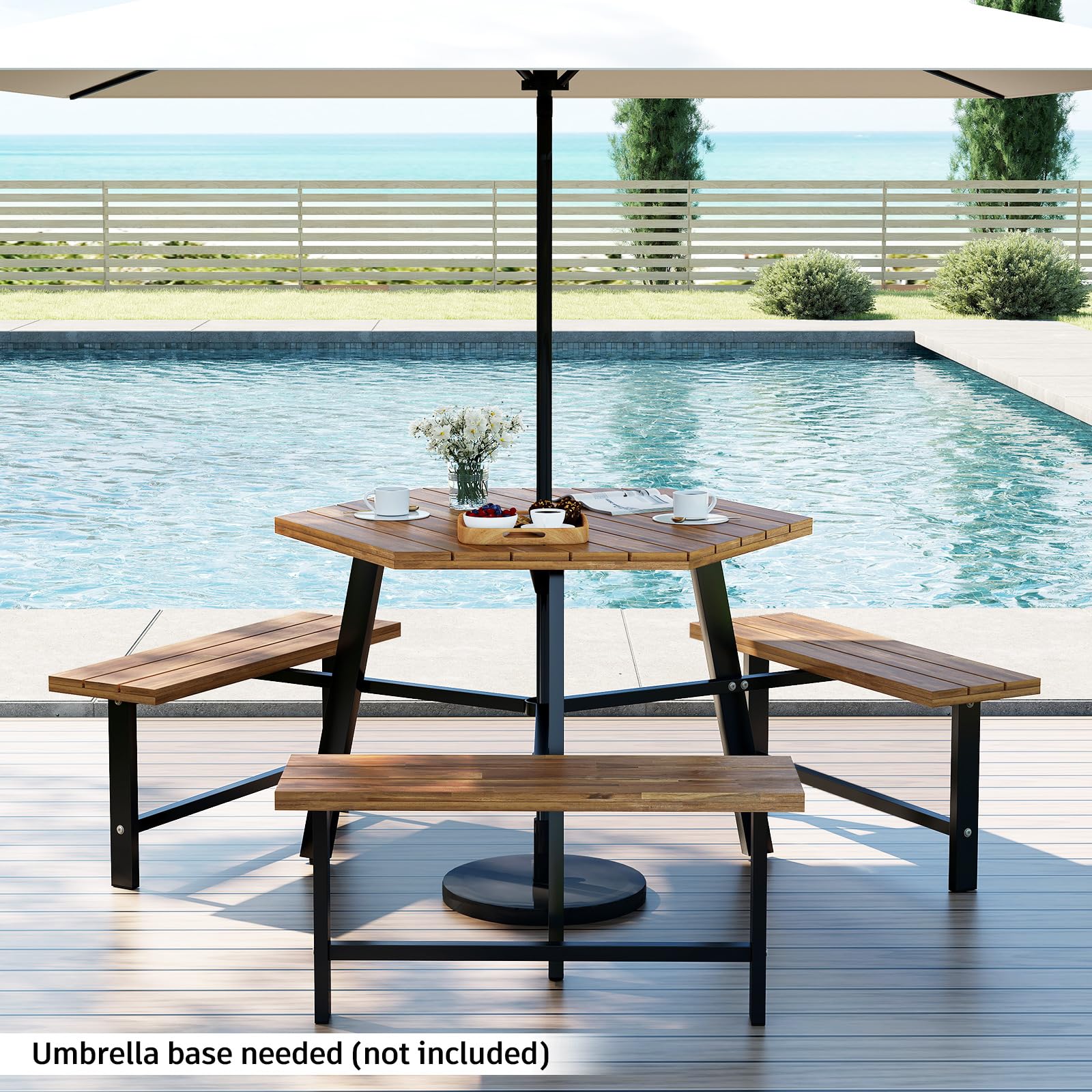 Hexagonal Picnic Table with Benches