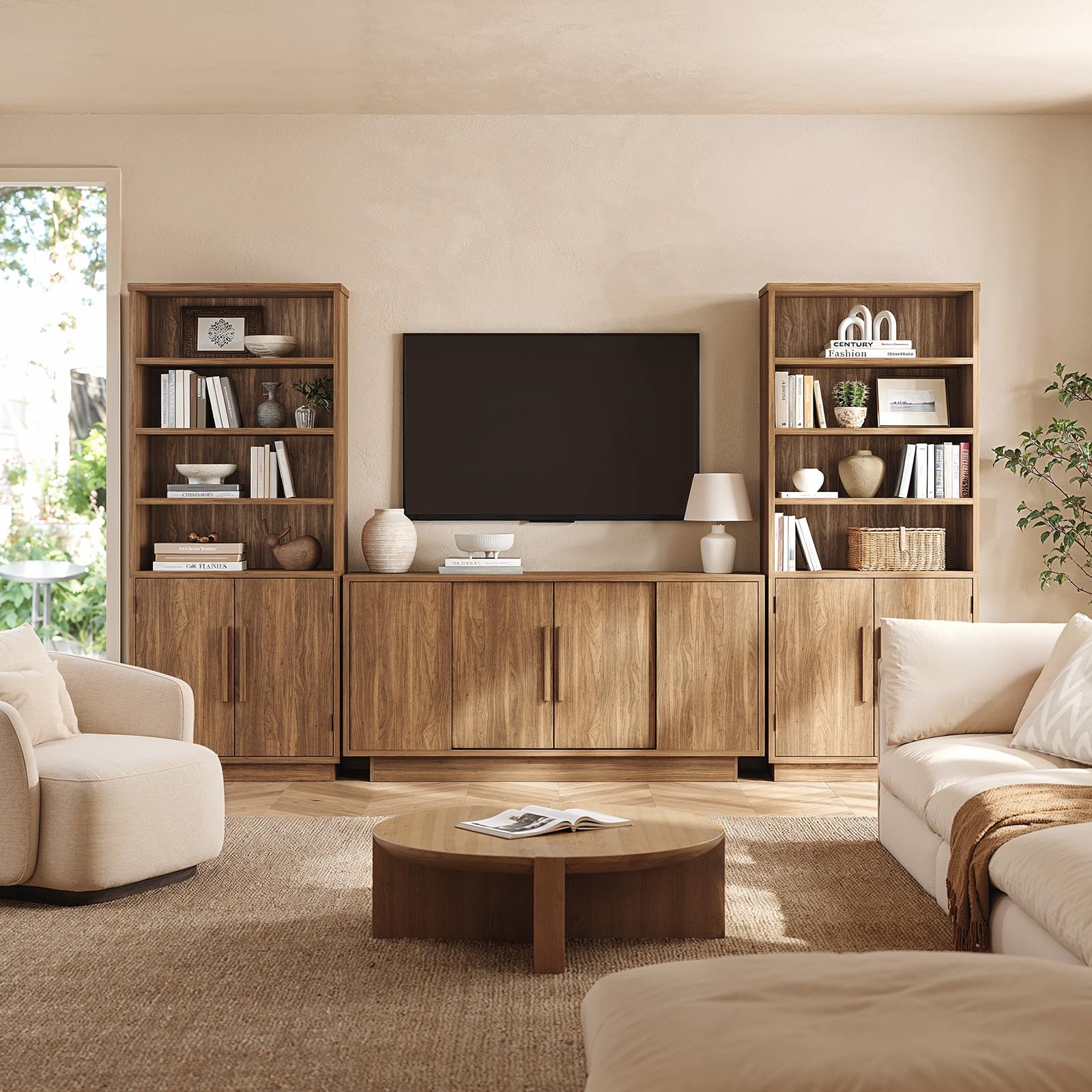 63" Sideboard Buffet Cabinet with 4 Sliding Doors