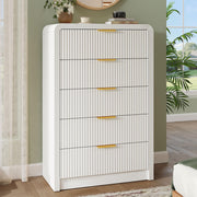 Fluted 5 Drawer Dresser 48 Inch Tall White