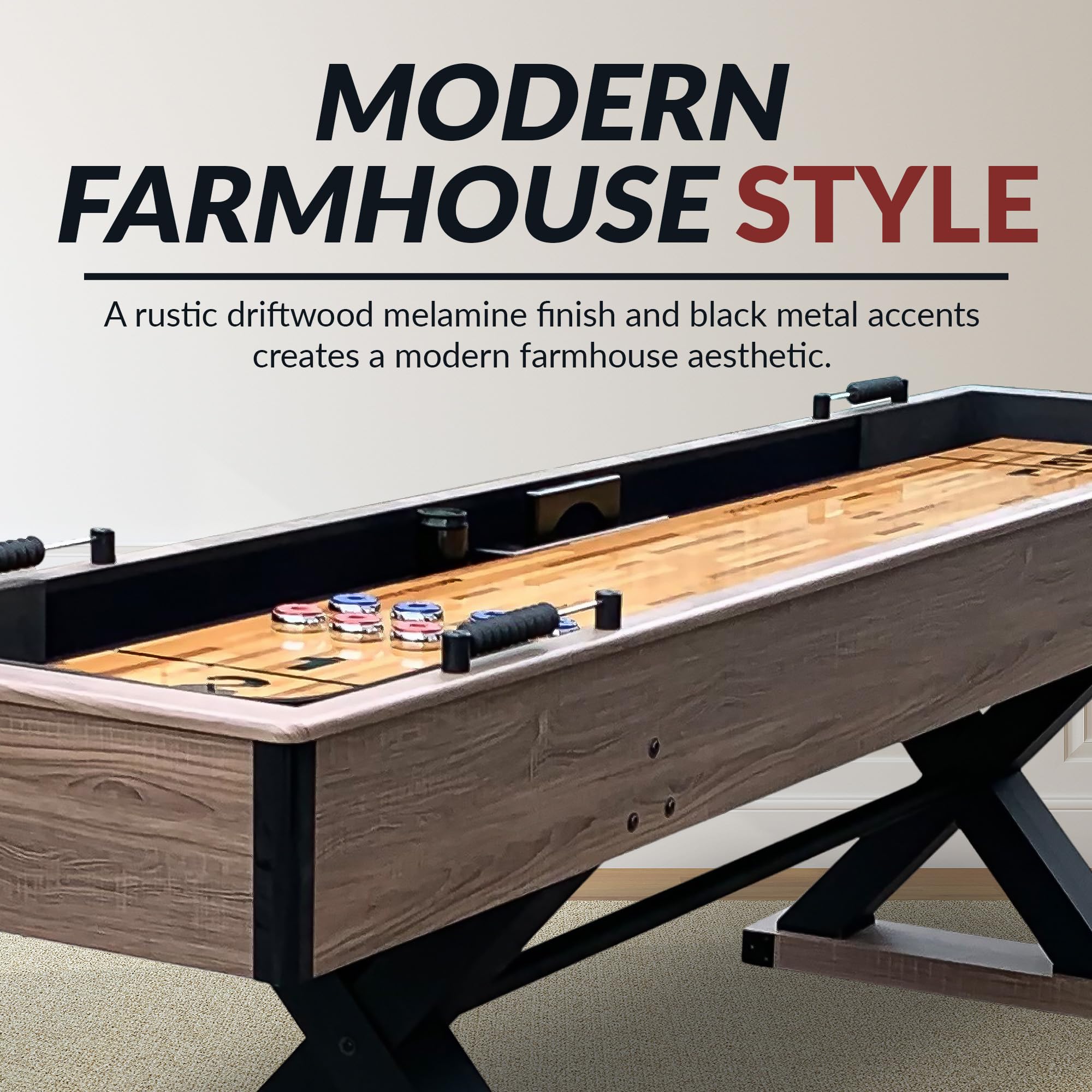9-Ft Shuffleboard Table Driftwood Finish