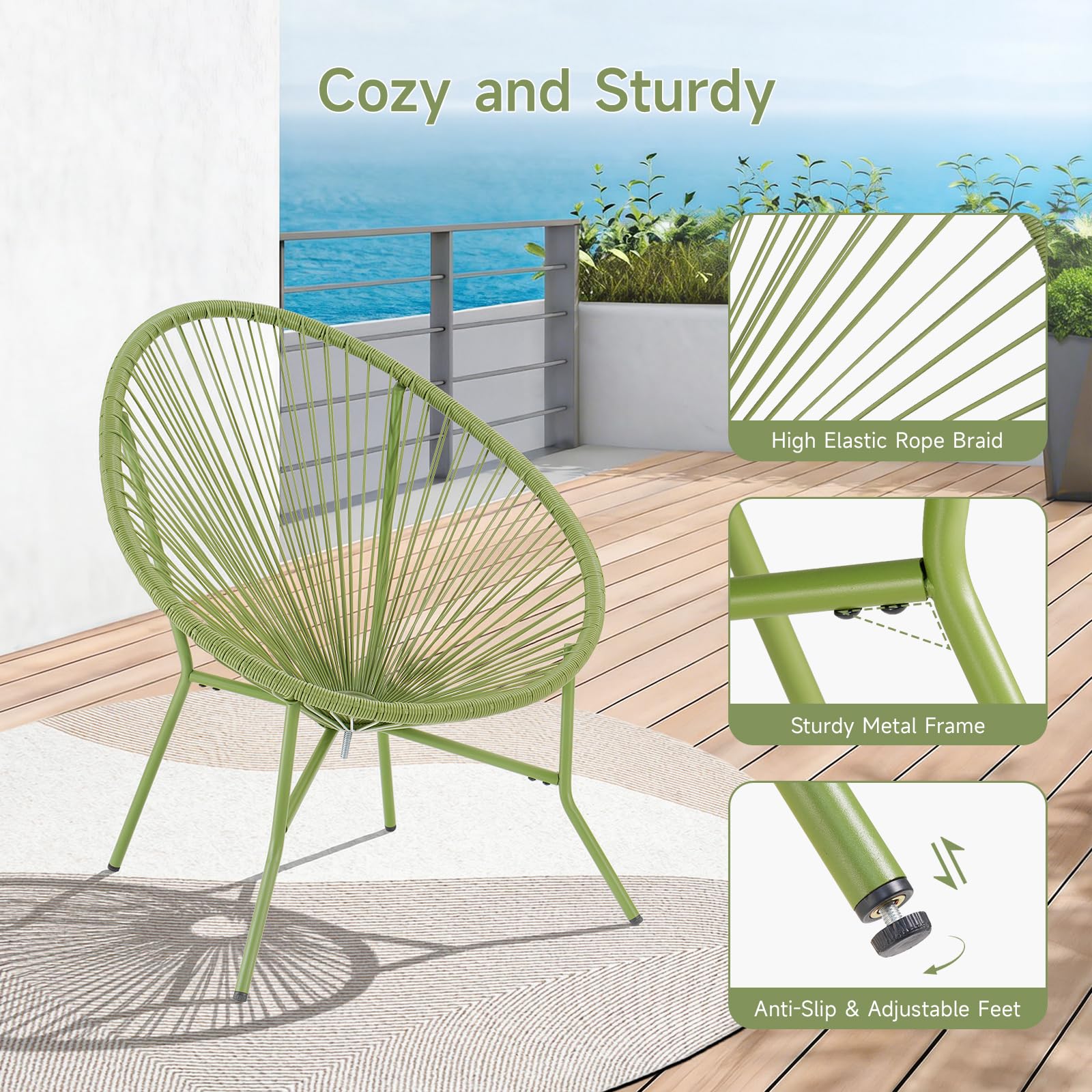 2 Piece Outdoor Acapulco Chair Set Green