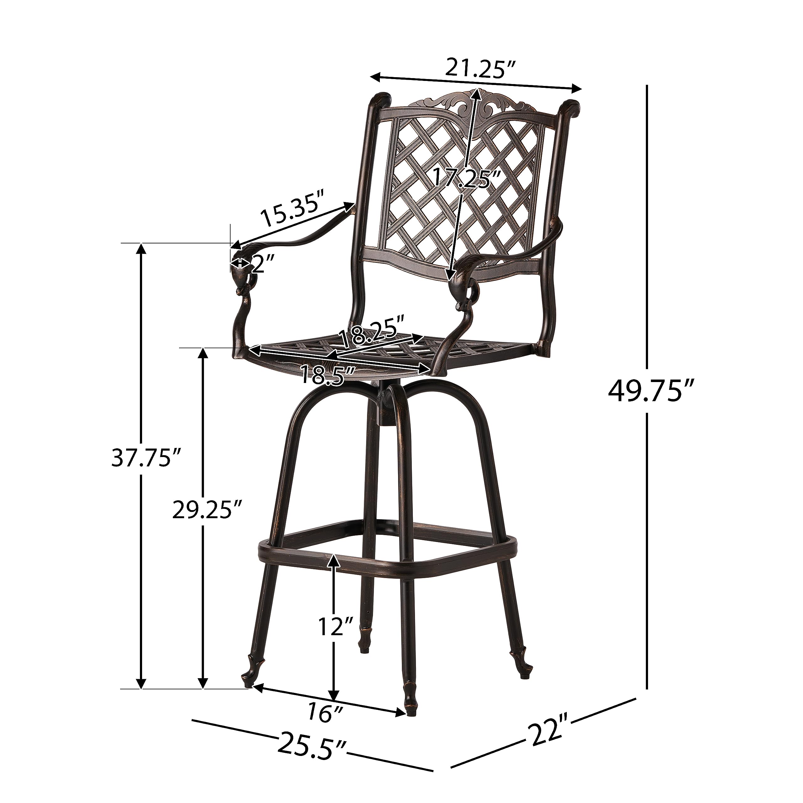 Outdoor Cast Aluminum Bar Stools Set of 2