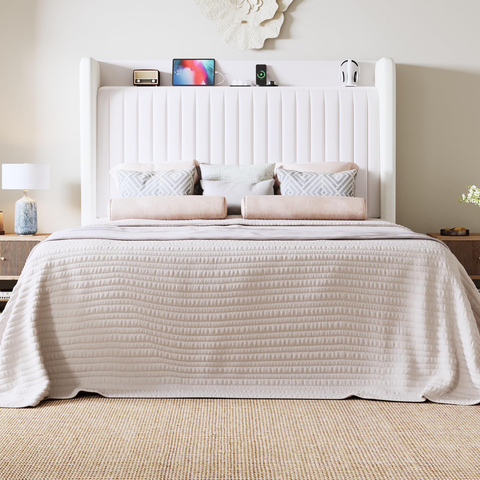 Full Size Platform Bed Frame with USB Charging Station