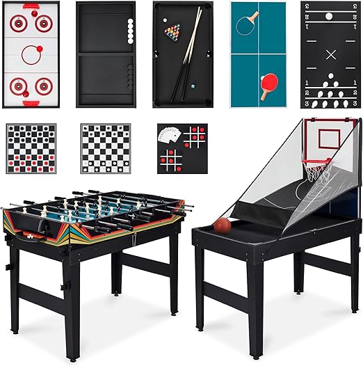 13-in-1 Combo Game Table Set with Ping Pong, Foosball, Basketball, Air Hockey