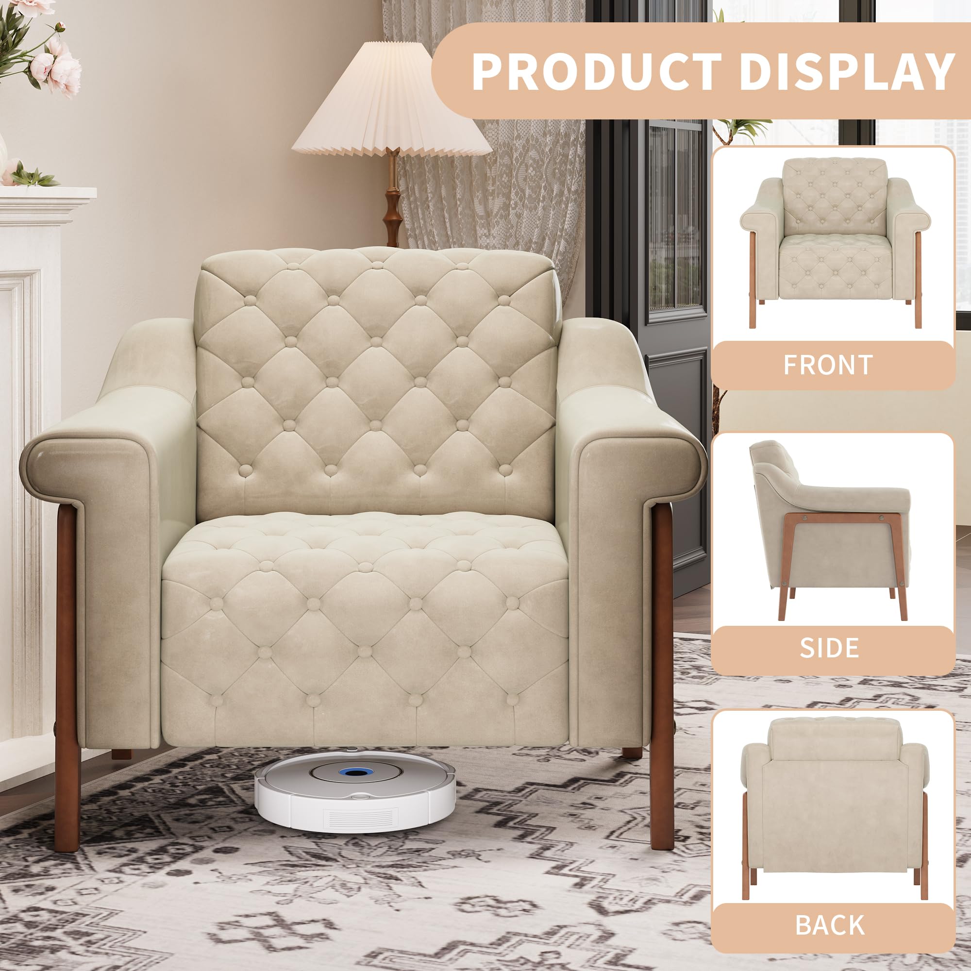 Ivory Accent Chair with PU Leather