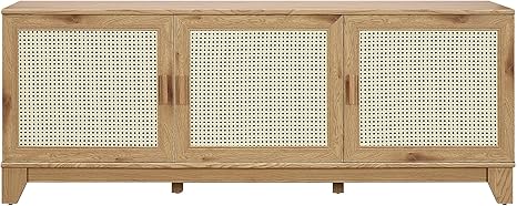 Mid-Century Modern Cane TV Stand 55 Inch
