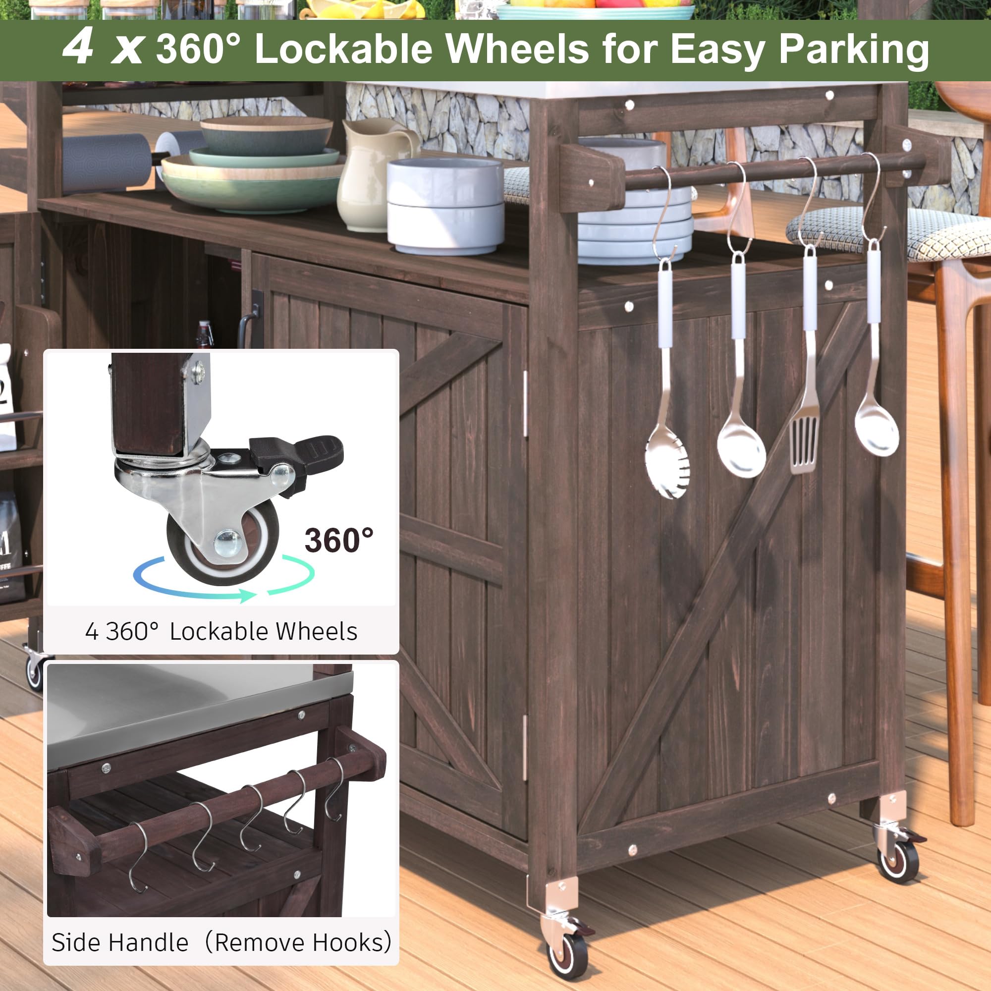 Outdoor Kitchen Island with Raised Shelf