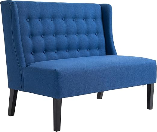 Wingback Button Tufted Loveseat with Wood Legs