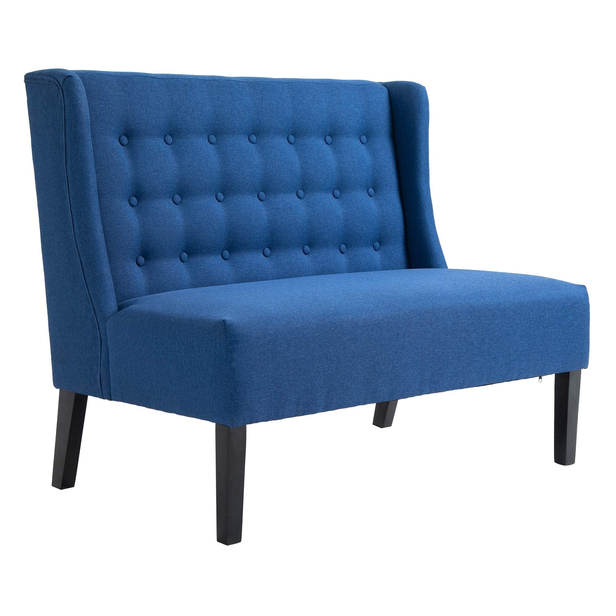 Wingback Button Tufted Loveseat with Wood Legs