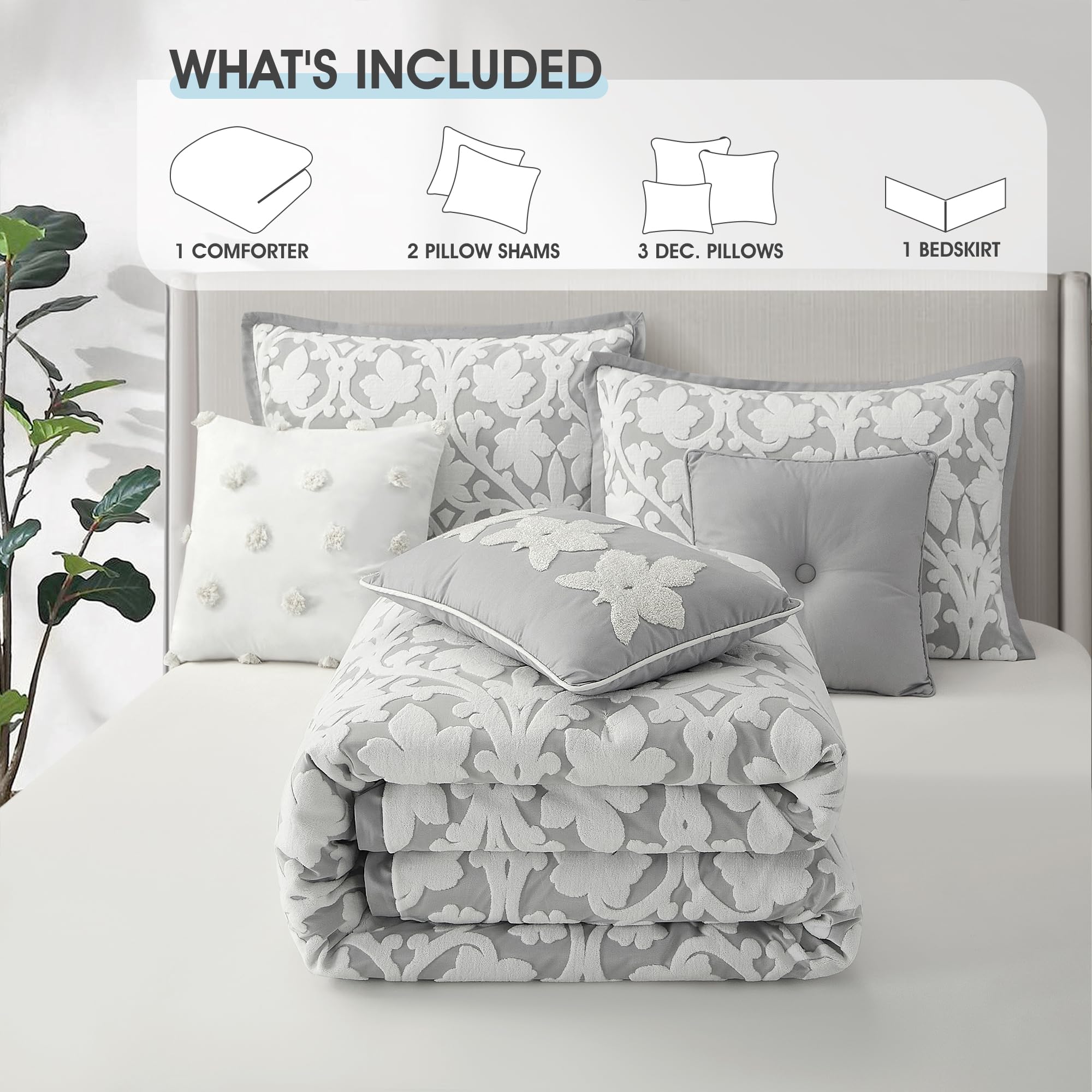 7 Piece Jacquard Comforter Set Queen