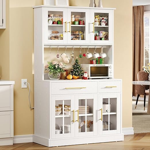 Kitchen Pantry Storage Cabinet with Power Outlet
