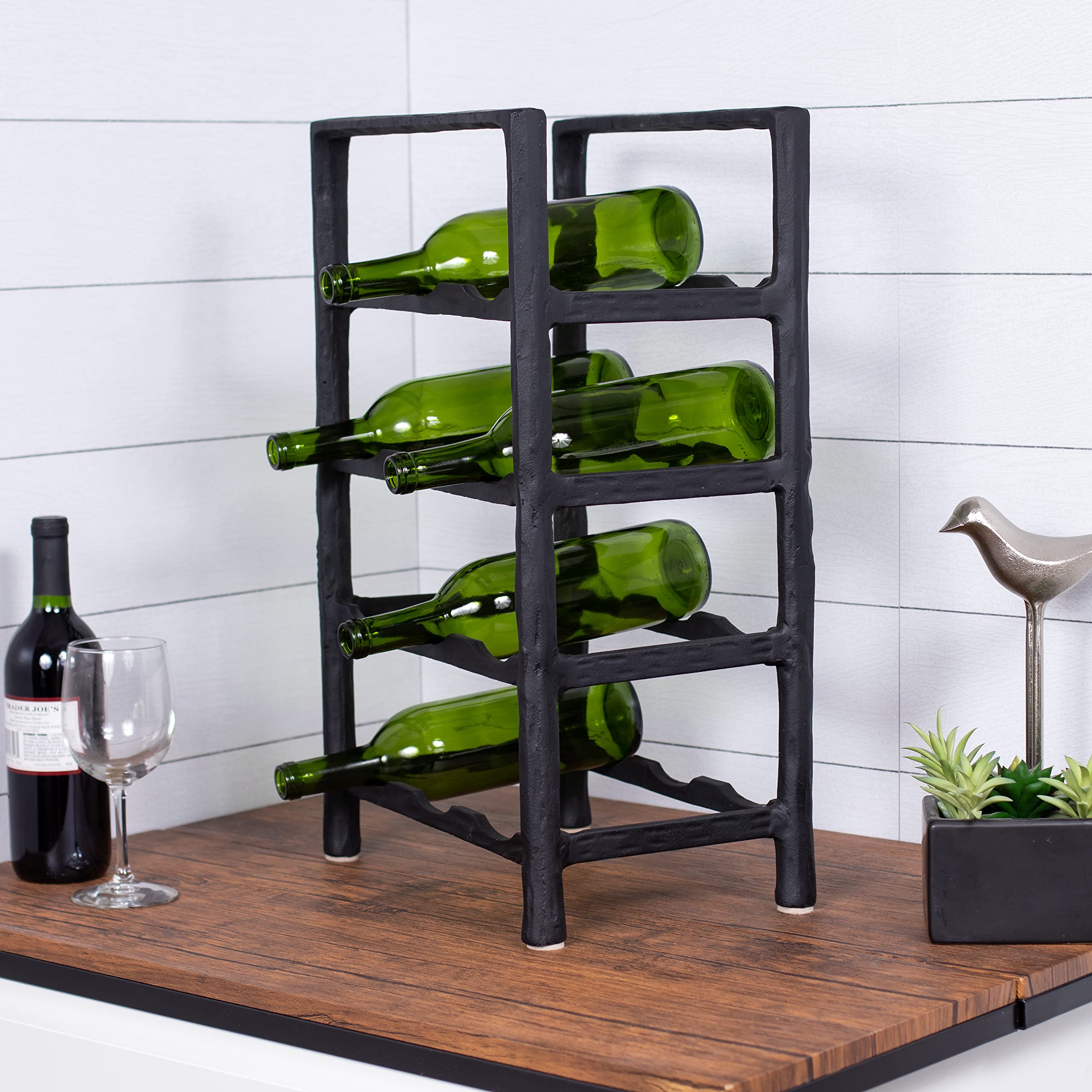12 Bottle Wine Rack - Free Standing Black Metal