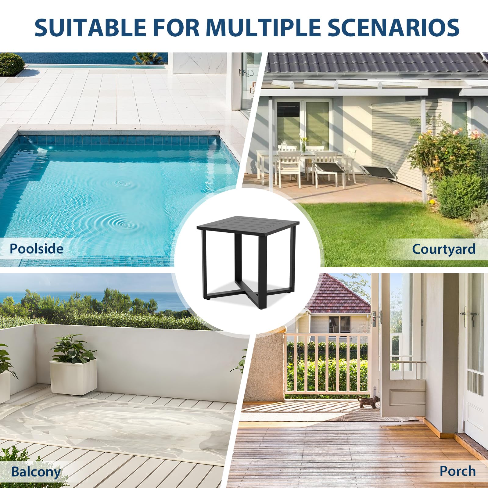 Weather-Resistant Steel Outdoor Side Table
