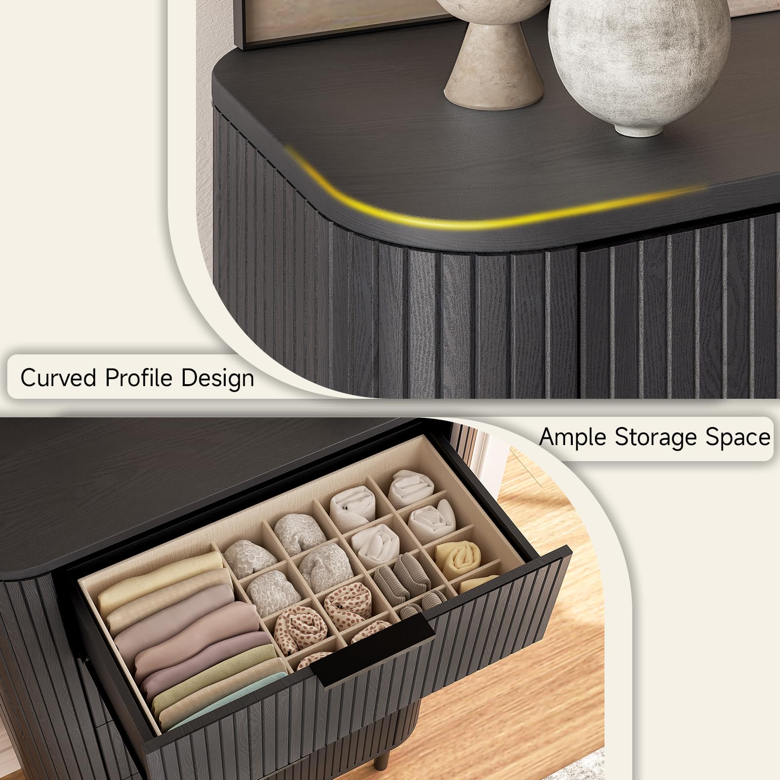 Fluted Dresser with 5 Drawers