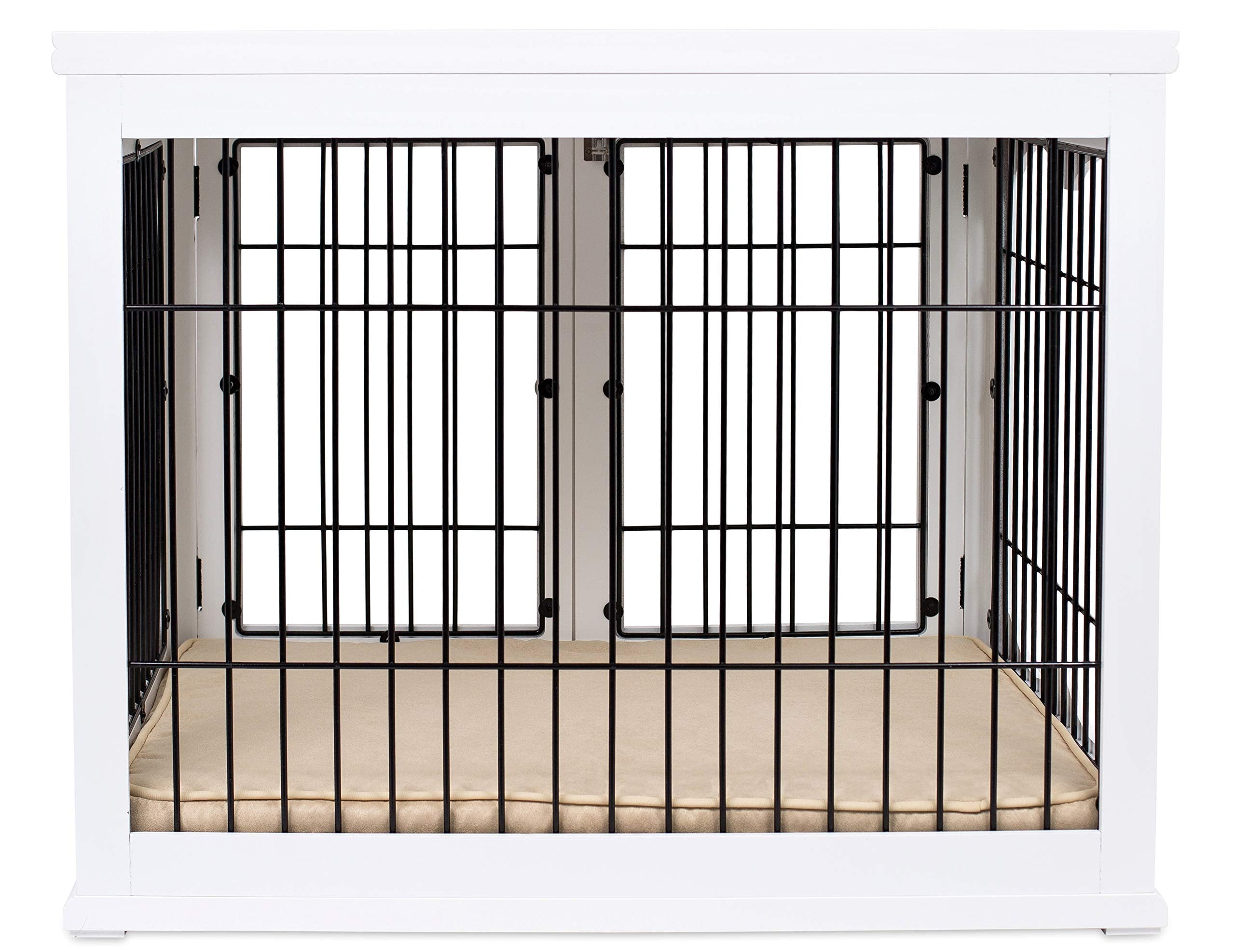 Decorative Dog Kennel with Pet Bed - Double Door Indoor Crate