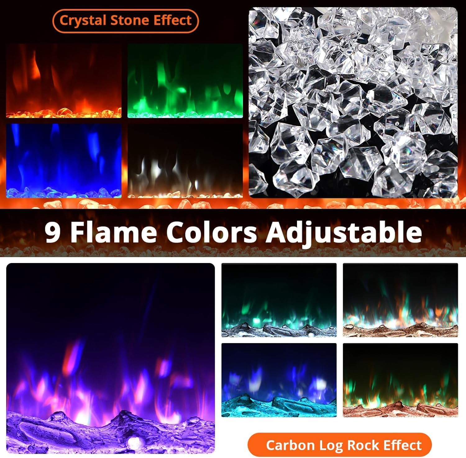 60 Inch Wall-Mounted Electric Fireplace