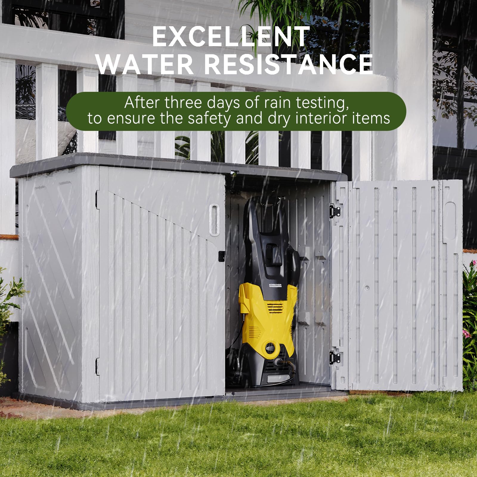 White Outdoor Storage Cabinet with 2 Shelves