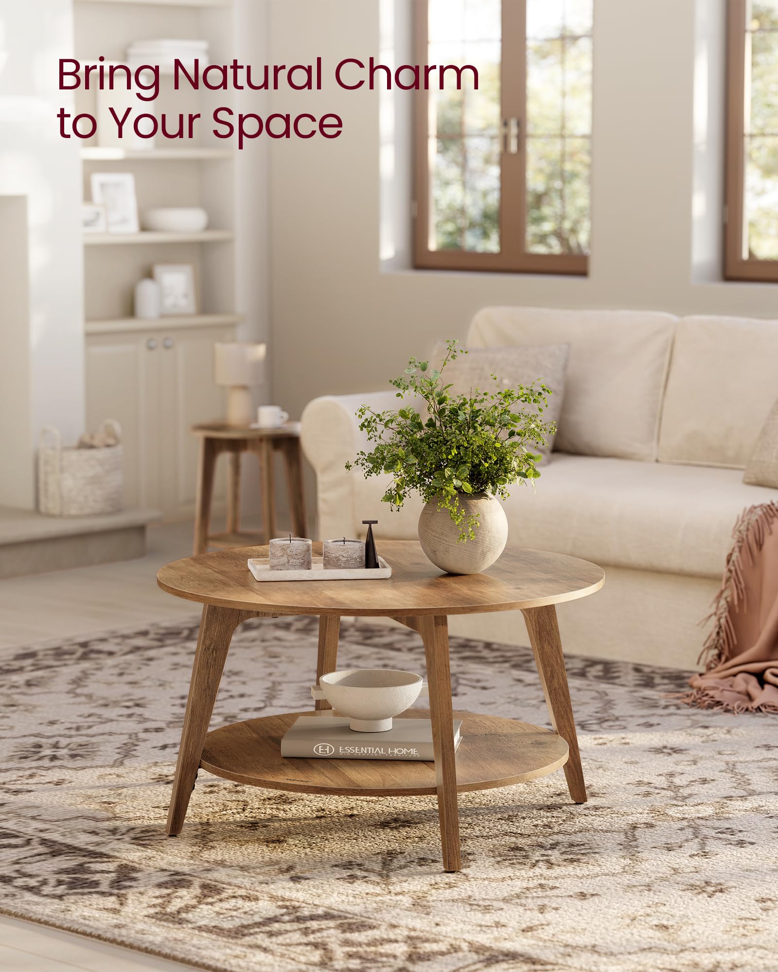 Round Coffee Table 2-Tier with Storage