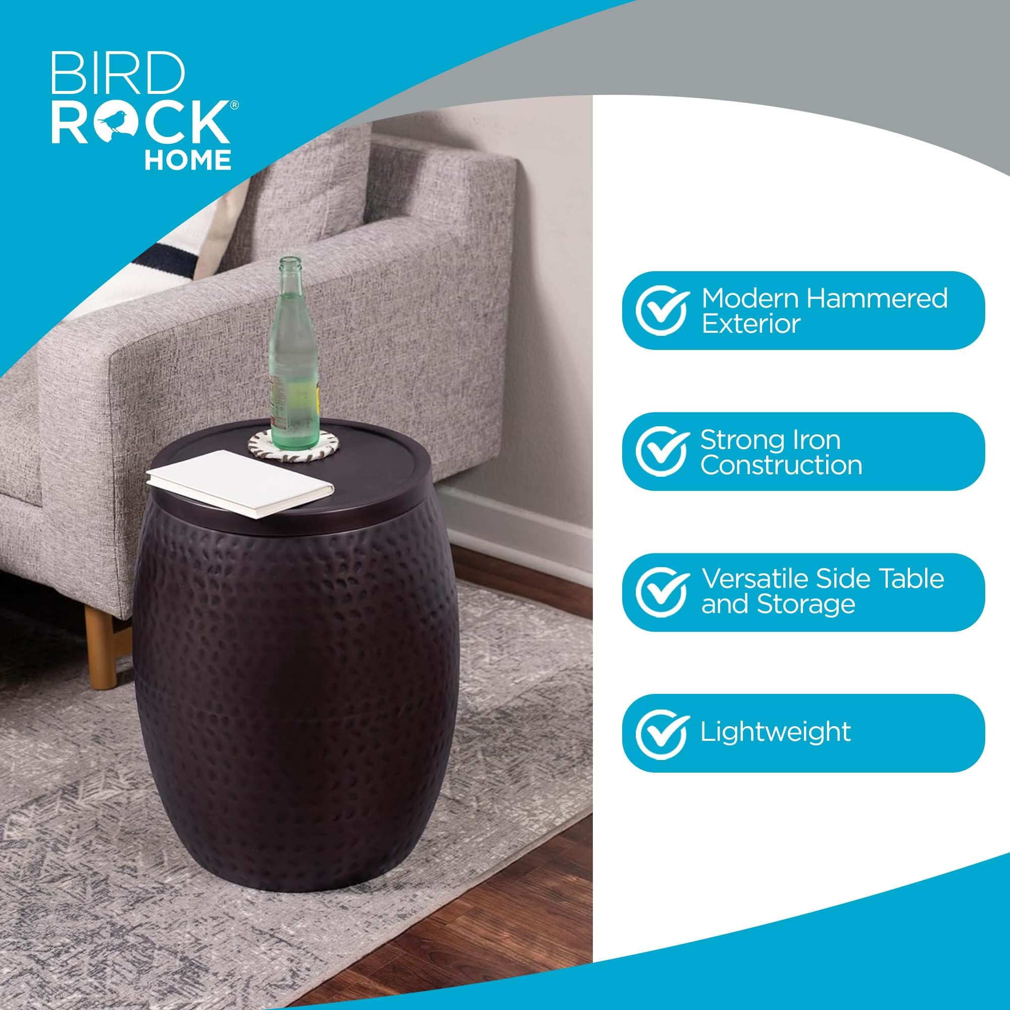 Iron Storage Side Table with Removable Lid