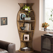 5-Tier Corner Shelf Vase-Shaped Bookcase