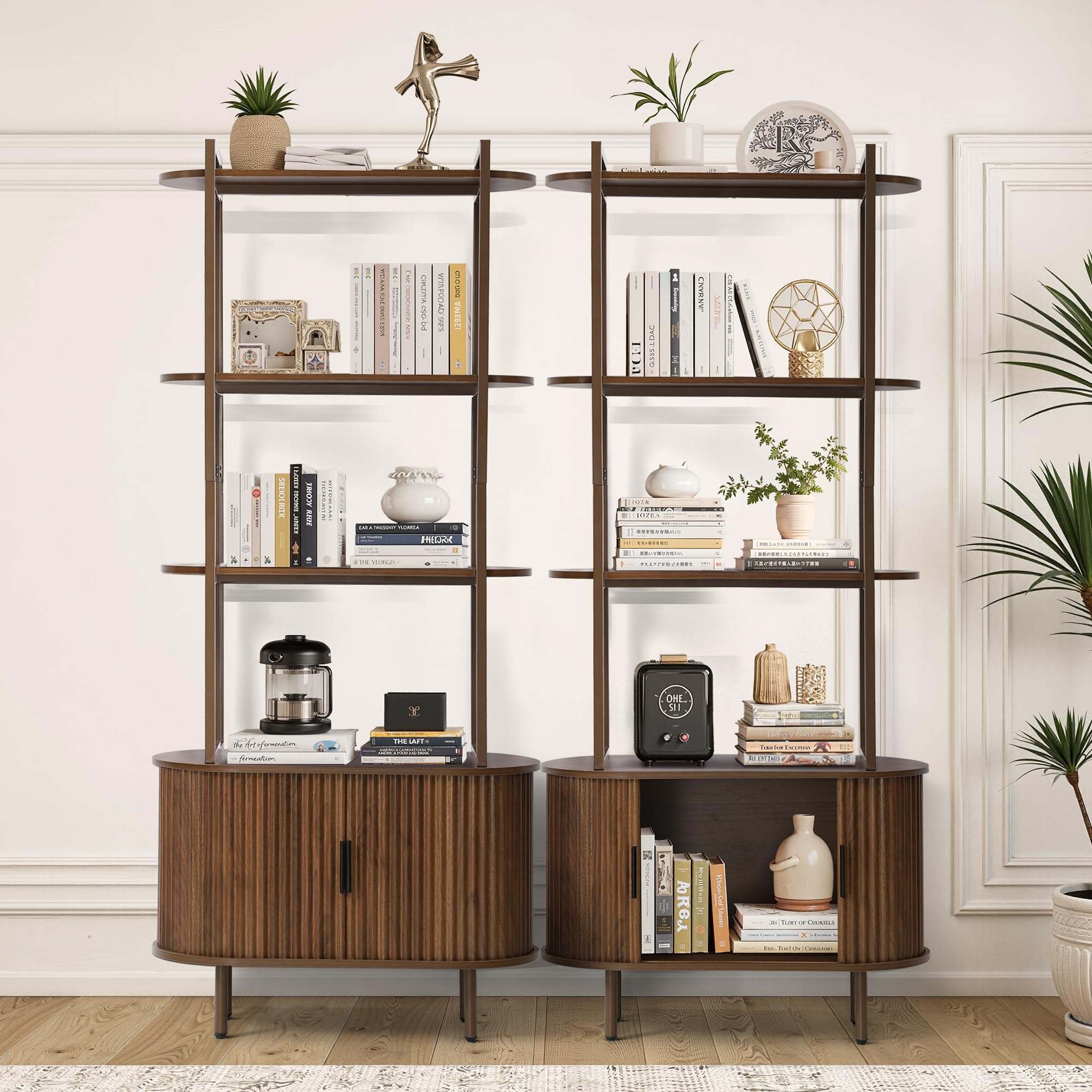 71" Tall Bookcase with Storage Cabinet and Sliding Doors