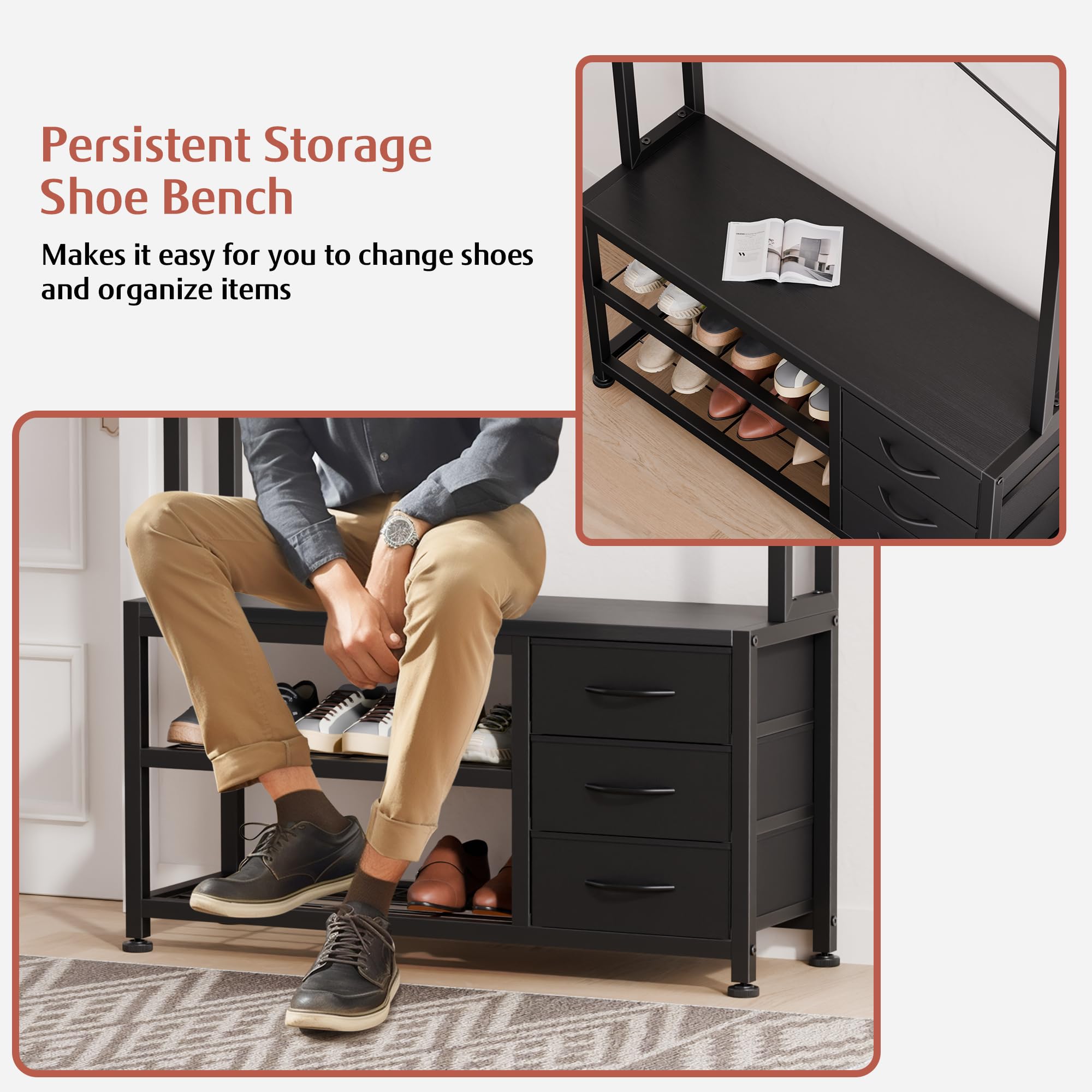 Hall Tree with Bench and Shoe Storage
