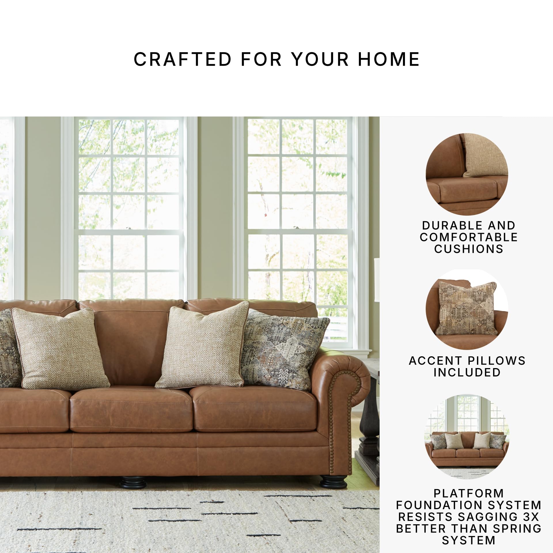 Carianna Leather Sofa with Nailhead Trim