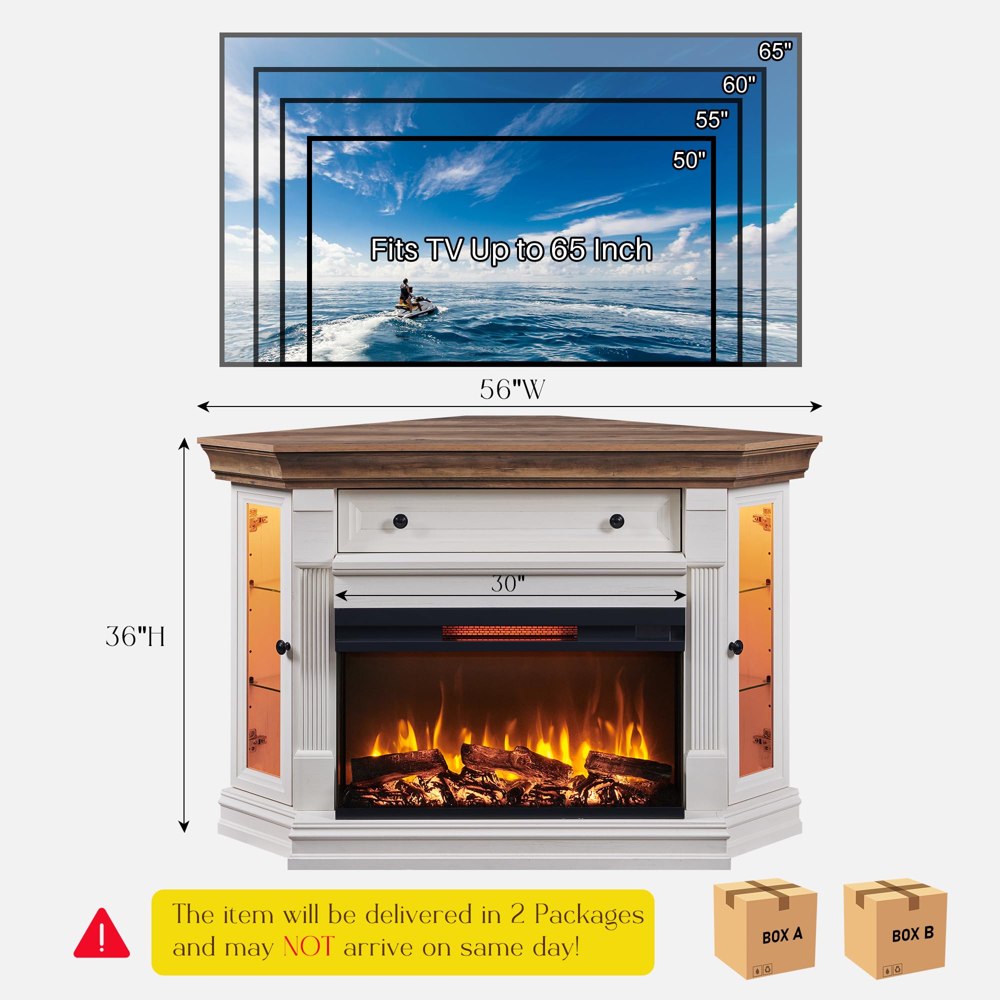 Corner Fireplace TV Stand 56" Entertainment Center