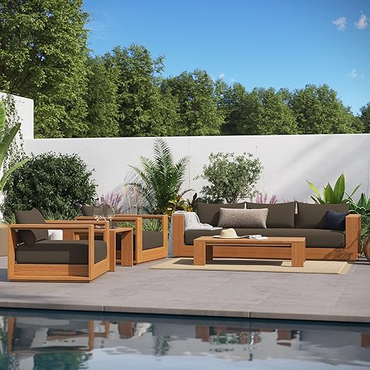 Tahoe Acacia Wood 5-Piece Outdoor Patio Furniture Set