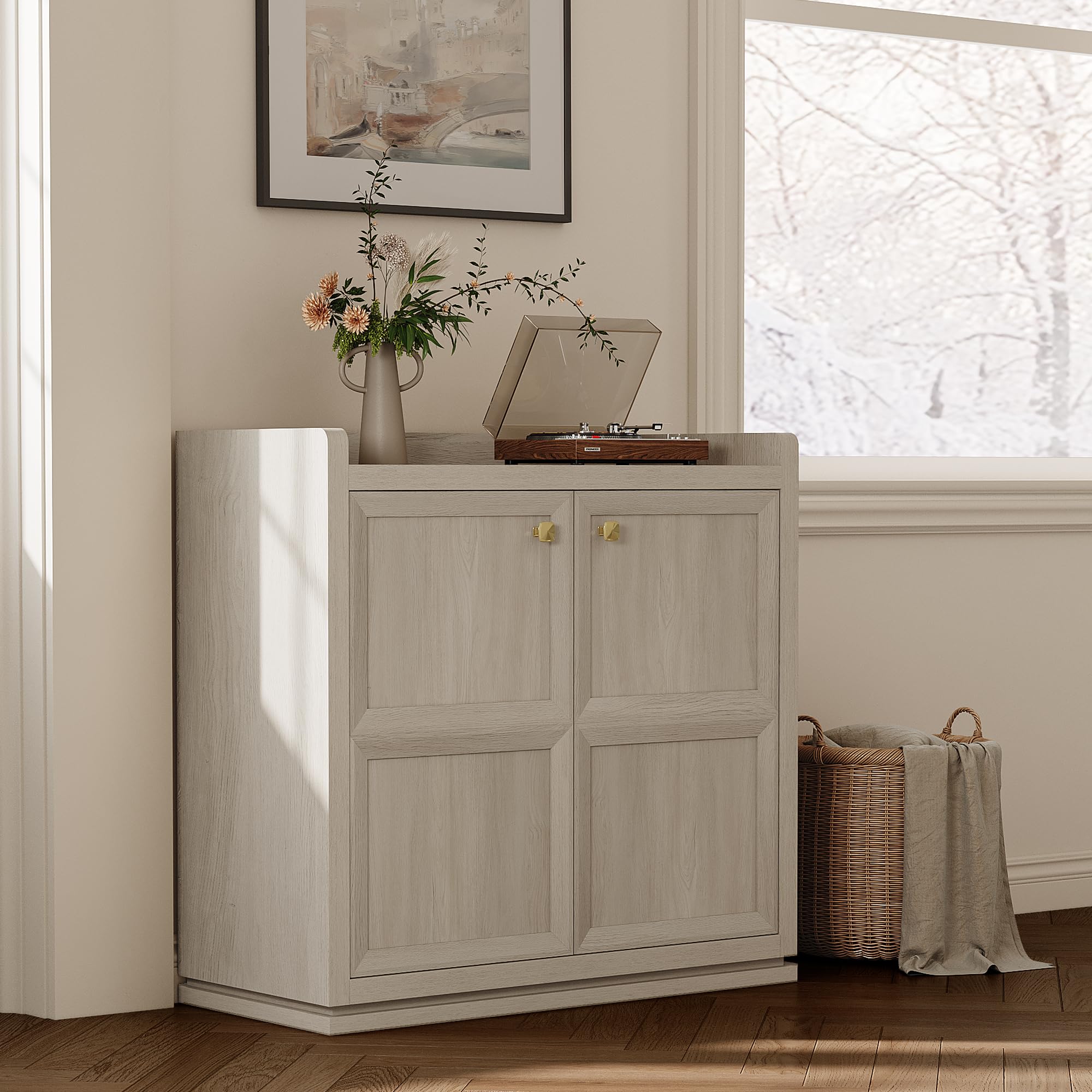 Storage Cabinet with Doors and Adjustable Shelves